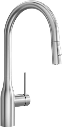 CECIPA - Grifo de cocina, caliente y frío de acero inoxidable, mezclador de cocina, ducha, 2 modos, pulverizador escamotable, cepillado