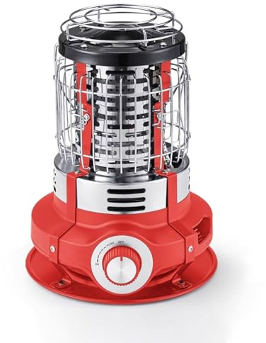 Chauffage Exterieur Terrasse Chauffage À Gaz Portable 2 en 1 Fabriqué en Acier Inoxydable 1,5 KW Fonctions De Chauffage Et De Cuisson, Arrêt Automatique(Red)