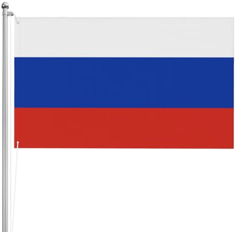 Bandera rusa de doble cara de 3 x 5 pies. Bandera pesada de triple capa de doble cara para exteriores, 3 x 5 pies, pancarta de jardín de poliéster.