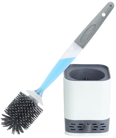 Brosse WC Silicone CHICGADGETS, Brosse Toilette et Supports, Système intégré de nettoyant, Stocker et libère des Agents de Nettoyage, Antibactérienne, Anti-Goutte, Séchage Rapide sans Odeur