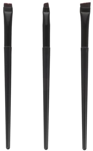VINTORKY Pinceles de Maquillaje para Ojos 3 Piezas Mango Plástico Negro Pincel Delineador Plano Grande Pincel Angular Pequeño Multiusos para Cejas y Sombras Ideales para Uso Profesional
