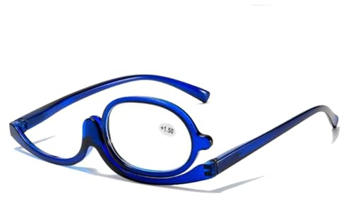 Genérico Gafas de Lectura Lupa Flip Down Cosméticos Lectores para Mujeres, gafas de maquillaje, lupa de lectores cosméticos, Gafas Giratorias para hacer o leer(Azul oscuro,1.0x)