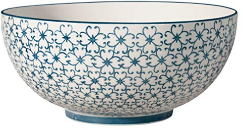 BLOOMINGVILLE Ensaladera Kristina - Recipiente para Servir da Loza ø 23,5 cm, Azul, Cerámica, Capacidad 2000 ml