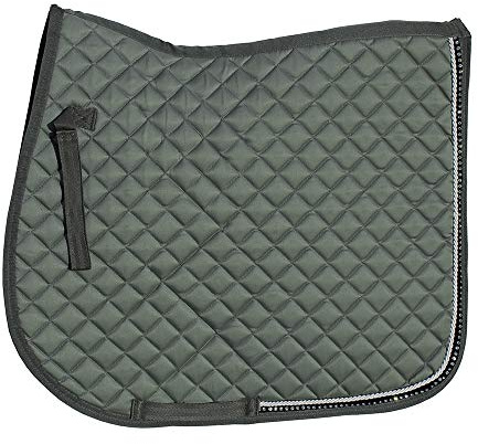 Rhinegold Elite Tapis de Selle avec Bordure en Strass Gris 32 FR, Full