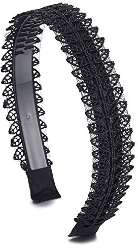 COOLSTEELANDBEYOND Elegante Schwarz Blatt Blütenblatt AST Spitze Haarreif Haarkranz Stirnband Kopfband Haarband Partei Abschlussball