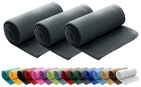 wometo 3er Set Polar Fleecedecke oekoTex 130x160 ca. 400g mit Anti-Pilling und Kettelrand dunkelgrau grau