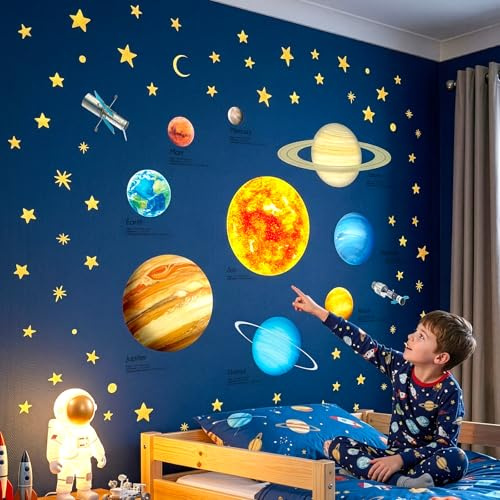 DECOWALL Sonnensystem Planeten Wandtattoo Weltraum mit Sternen (DS9-2007)