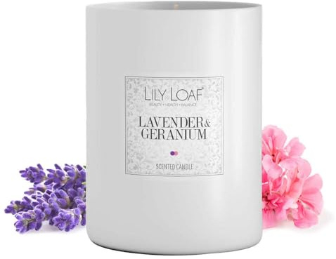 Lily & Loaf Lavender & Geranium Soy Wax Candle – Floral & Herbaceous Scented Candle, Phthalate Free, Approx. 40 Hour Burn Time
