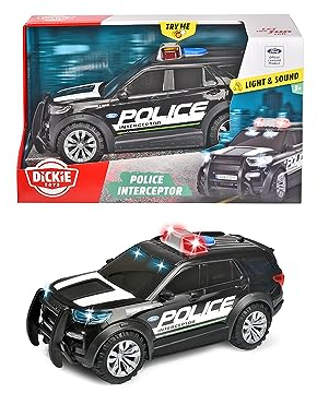 Dickie Toys – Ford Interceptor Polizeiauto XL – 25 cm großer Polizei-SUV, Maßstab 1:18, mit Freilauf, Blaulicht und Sirene, für Kinder ab 3 Jahren