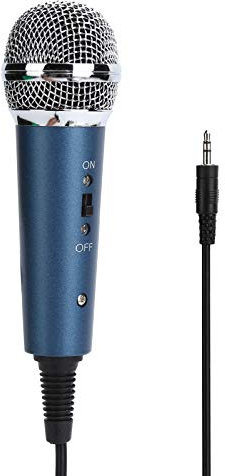 Lazmin112 Handmikrofon, kabelgebundenes Kondensatormikrofon mit Nierencharakteristik und U-förmigem 3,5-mm-Audioadapter, Echtzeitüberwachung für Computer-Karaoke(Blau)