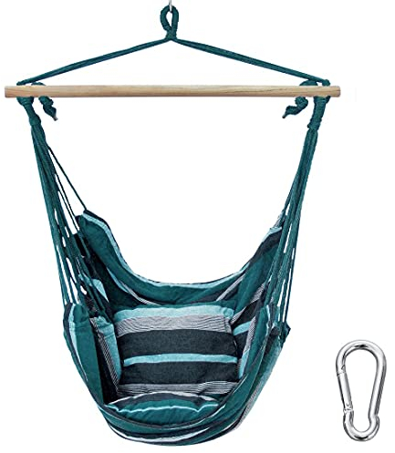 yourGEAR Lombok - Hängesessel mit 2 Kissen - Sitz-Hängematte - Farbauswahl Smaragd (Grün) oder Aqua (Blau) - max. 240 kg TÜV geprüft - Hängesitz Hängeschaukel 360° Swing Chair