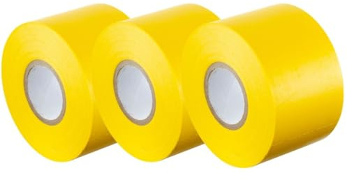 Gocableties - Cinta aislante eléctrica amarilla 50 mm x 33 m 3 Rollos | Autoadhesiva y resistente al calor - Para proteger, agrupar y reparar cables eléctricos