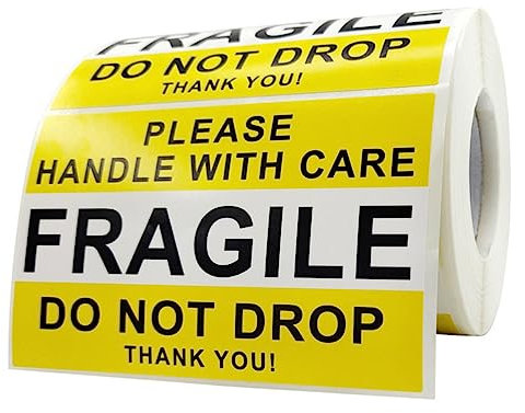 CORHAD Fragile Warning Decals Fragile Stickers Caution Stickers Shipping Warning Labels Bright Symbol Self-Adhesive Label