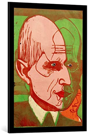 kunst für alle Bild mit Bilder-Rahmen: Ernst-Ludwig Kirchner Kopf Dr Frédéric Bauer - dekorativer Kunstdruck, hochwertig gerahmt, 60x85 cm, Schwarz matt