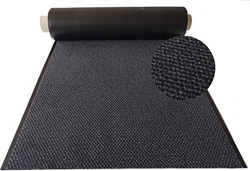 MERTEX Schmutzfangläufer Meterware 90 cm schwarz meliert - ohne Rand an den Schnittkanten (90 x 400 cm, Dark)