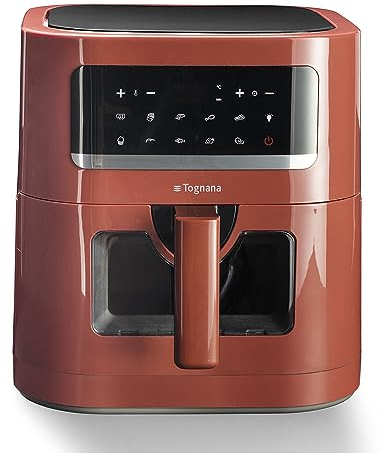 Tognana Iridea, Friggitrice ad aria 7 L con contenitore e griglia antiaderente e display digitale, rosso mela