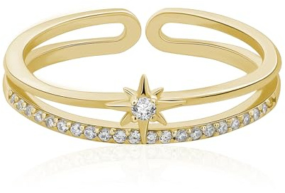 Meissa étoile Bague argent femme empilable bague reglable femme pour le pouce faite à la main Bague en diamant Cadeau d'anniversaire Maman Noel, or