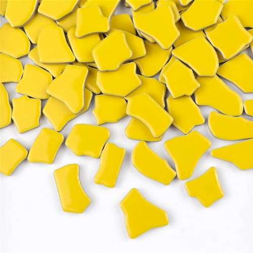 Piastrelle per mosaico irregolari in ceramica, 500 g, 0,5 x 2 cm, pietre per mosaico fai da te, artigianato, hobby, arte, decorazione da parete della casa (giallo)