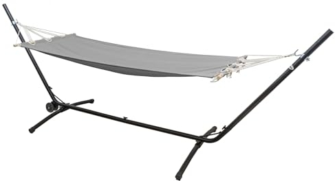 AMANKA Amaca regolabile in altezza con telaio fino a 120 kg 335 x 100 XL Amaca con ruote 190 x 80 cm per giardino con telaio Amaca per balcone Lettino sospeso con telaio