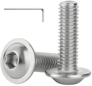 WZHUIDA 20 Stück M8 x 12 mm Schrauben, Edelstahl Linsenkopf Schrauben mit Flansch, Vollgewinde Innensechsrund Flanschschrauben mit Schraubenschlüssel