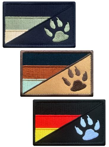 3 stycken hundtass Tyskland flagga patch Krok och ögla taktisk militär lapp, tygmärke med Krok och ögla airsoft patch för taktiska hundkläder basebollkeps väst hundsele
