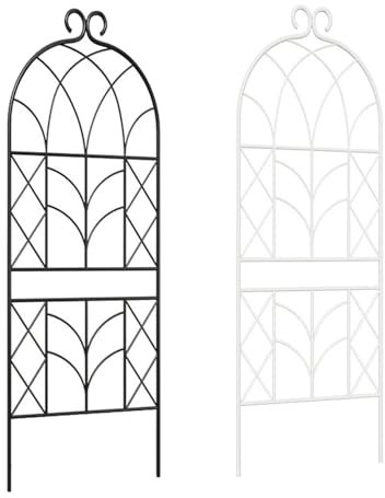 Treillis De Jardin Pour Plantes Grimpantes, 200 Cm H X 51 Cm L, Support De Fleurs En Treillis Métallique En Fer Forgé, Clôture De Jardin Élégante Pour Fleurs De Vigne, 1 Pièce(White,200 x 51cm)