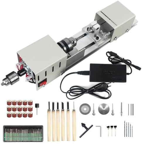 Mini Torno Pequeño De Metal 6 En 1 - Fabricación De Modelos De Madera, Tallado, Rectificado, Taladradora De Cuentas Para Piedra De Madera - 12-24 V 96 W - Herramienta De Bricolaje Multifuncional