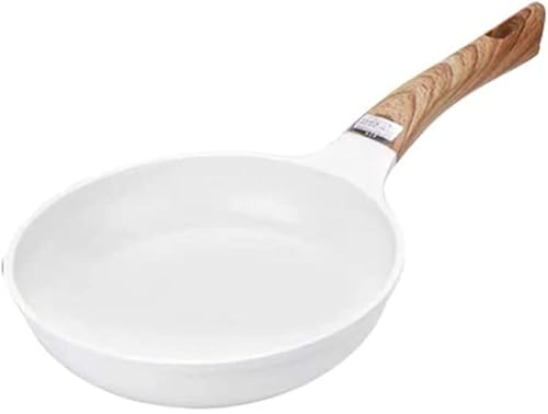 MYVVKIA Pfanne Hauptküchenbratpfanne, keramikbeschichtete Pfanne, Multifunktionsbratpfanne, elektrische Bratpfanne mit Holzgriff Weiß-26cm Bratpfanne