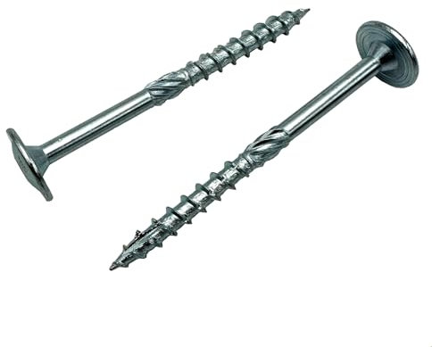 BRESKO Tellerkopfschrauben Holzbauschrauben Tellerkopf Holz Schrauben Konstruktionsschrauben Holzschrauben Holzbau Verzinkt Holzschraube Schneidekerbe (10, 6x30 mm)