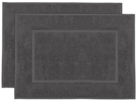ZOLLNER Set med 2 badrumsmattor 50 x 70 cm – badmattor – mycket absorberande – tvättbar vid 60 °C – lämplig för golvvärme – grafitfärg – hotellkvalitet