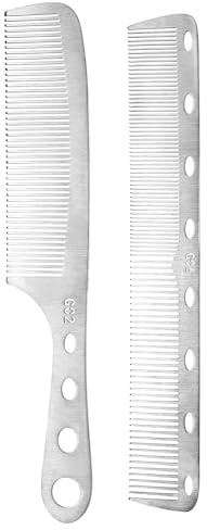 Qianyu 2 Stück Metal Friseurkämme Professioneller Haarstyling Kamm Feinen Zähnen Antistatisch Styling Kamm Set mit Lochdesign Friseure Bartkamm Salon Kamm für Frauen und Männer