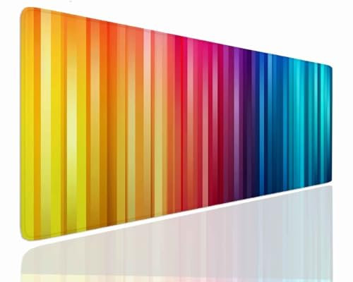 Tapis de Souris XXL 1600x800x4mm Grand Tapis de Bureau Tapis de Souris Gamer Tapis Bureau Gaming Antidérapant Résistant à L'eau, Tapis Souris XXL Mouse Pad Mat Rainbow Sous-Mainm, Clavier Souris J-854