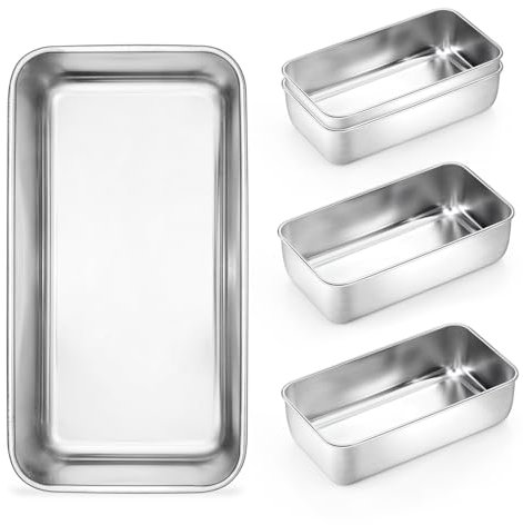 Onader Loaf Pan for Baking Bread 9 x 5 Inch Stainless Steel Deep Meatloaf Pan Set of 5