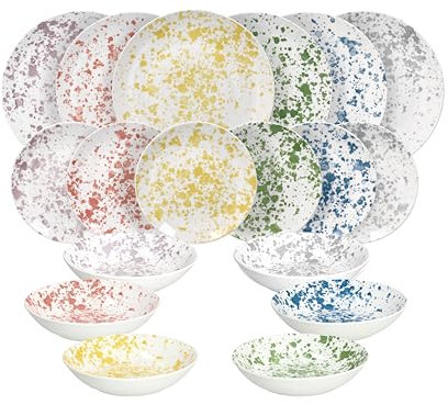 Tognana Apulia, Servizio piatti 18 pezzi per 6 persone, porcellana, multicolor