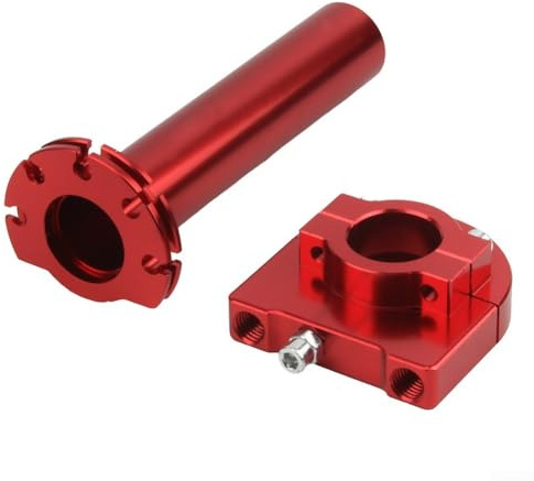 Jotekonoby Empuñaduras del acelerador de motocicleta, agarre de aluminio CNC de 22 mm con cable, acelerador del acelerador del acelerador del manillar, para motocicleta y moto de cross (rojo)