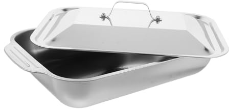 OFFSCH Kleiner Bräter Robust und Langlebig mit Deckel aus Edelstahl Rechteckige Backform mit Tiefem Design für Braten und Backofen für Familienessen