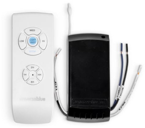 UNIVERSALBLUE Telecomando universale per ventilatore a soffitto con 3 velocità | Telecomando con 4 timer e luce - Lampada | Facile installazione (1 set)