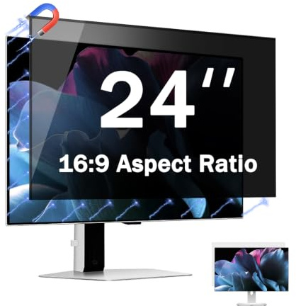 Phimoos [2 Pack] 24 Inch Magnetic Computer Privacy Screen for Monitor 16:9 Aspect Ratio Widescreen Monitor, Eye Protection Anti Glare Blue Light Filter, 24in Removable Black Anti Spy Protector Film
