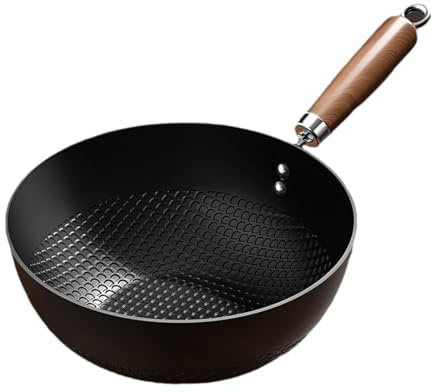 Pentole da Cucina in Ferro, Fondo Piatto, Padella Antiaderente Tradizionale Non Rivestita, Piccola E Robusta, Wok Cinese per Cucinare Saltando in, 28 Cm