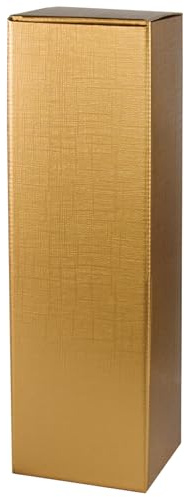 3x Magnum Flaschen Geschenkkarton - Geschenkverpackung für 1,5 Liter Weinflaschen und Sektflaschen - gold - hochwertige Strukturprägung