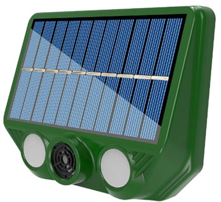 Repeller De Animales Solares - Repelente Aves, Ardillas | Disuasión Ultrasónica Al Aire Libre con Sensor Movimiento, Luces Flash Doble LED, Dispositivo Control Plagas Energía Solar, Protección Humana