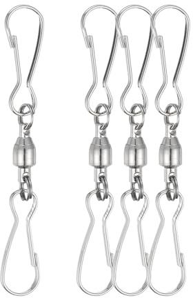 PATIKIL 70mm Swivel Hooks Clips for Wind Spinners, 4Pcs Stainless Steel 360 Degree Windsock Supplies Wind Chime Hanger for Windsock Bird Feeder Party Garden Bells, Silver