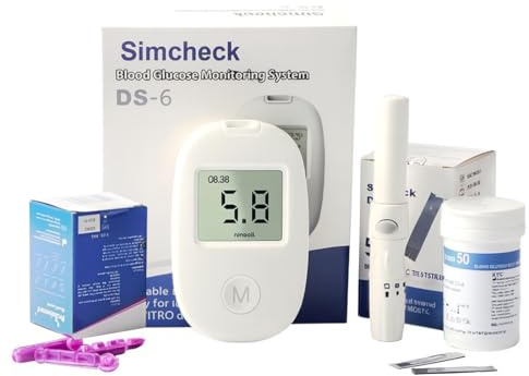 Tomedeks Apparecchio per Glicemia con 50 Strisce di Test, 50 Lancette e 1 Dispositivo di Puncionamento, Glucometro per Glicemia Minimante Invasivo, Adatto per Uso Domestico e Esterno (A)