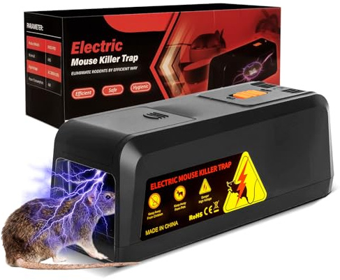 Rattenfalle Elektrisch, Mausefalle mit 2800V Sofort-Tötung, Elektrische Ratten -Vergrößertes Einlassdesign, Geeignet für große und kleine Nagetiere, Wiederverwendbar & Haustiersicher