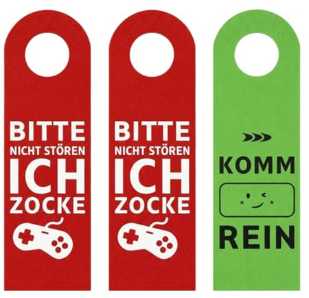 Xgvzs 3 Stück Bitte Nicht Stören Schild Türanhänger aus Filz Gamer Zimmer Deko Coole Sachen für Teenager Jungen Geschenk,Coole Personalisiert Lustiges Zocker Deko
