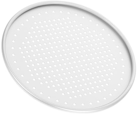 BESPORTBLE Teglia Pizza Rotonda in Alluminio Spessa Forata per Cottura Uniforme Piatto da Forno Resistente e Sicuro per Casa Adatta per Torte e Focacce Ø