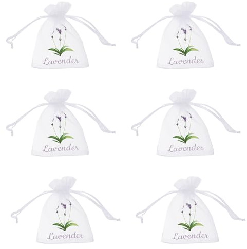 NUOBESTY 20 Sacchetti per Lavanda in Organza Bianco Chiusura a Cordoncino, Materiale Traspirante in Garza, Design Raffinato, per Cassetti e Uso Domestico
