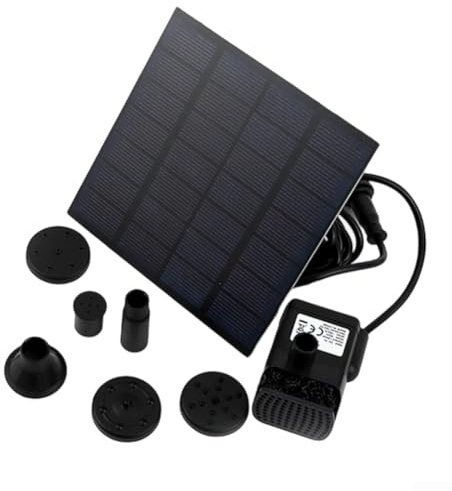 Solary Powered Springbrunnenpumpe, 4 Düsen 6-teiliges Set Outdoor Wasserspiel für Gartenteich Vogeltränke Kleine Aquarien Ganzjahreseinsatz