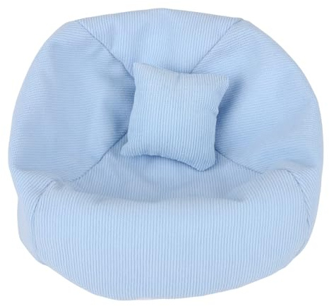 Poltrona a Sacco per Bambole, Realizzata a Mano Adatta Bambole da 17 cm con Cuscino Graziosa Seduta Ideale per Esporre Giocattoli e Decorare (Blu)