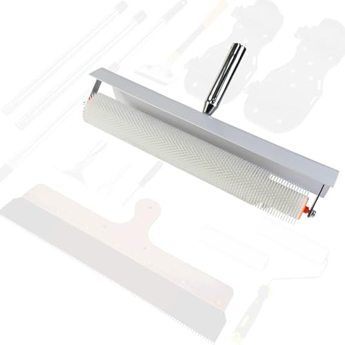 VKE Kit Ragréage, Rouleau Debulleur Ragreage 50 cm avec Pare-Éclaboussures | Râteau , Chaussures à Pointes, Matériau Solide, Facile à Nettoyer, Kit Ragréage(une Seule Rouleau Debulleur Ragreage 50 cm)